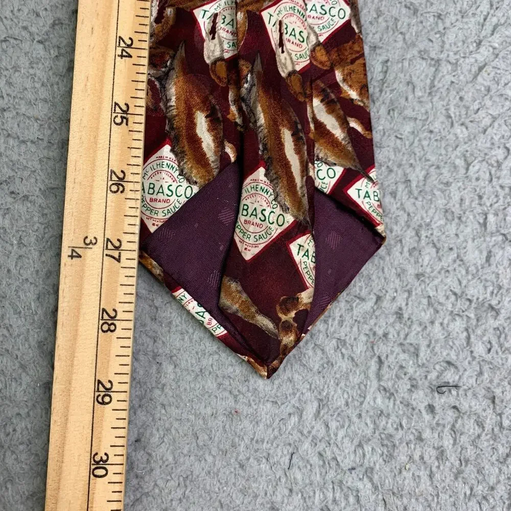 Tabasco Hot Sauce Silk Tie Crabs Logo All Over Print Men’s Casual Necktie